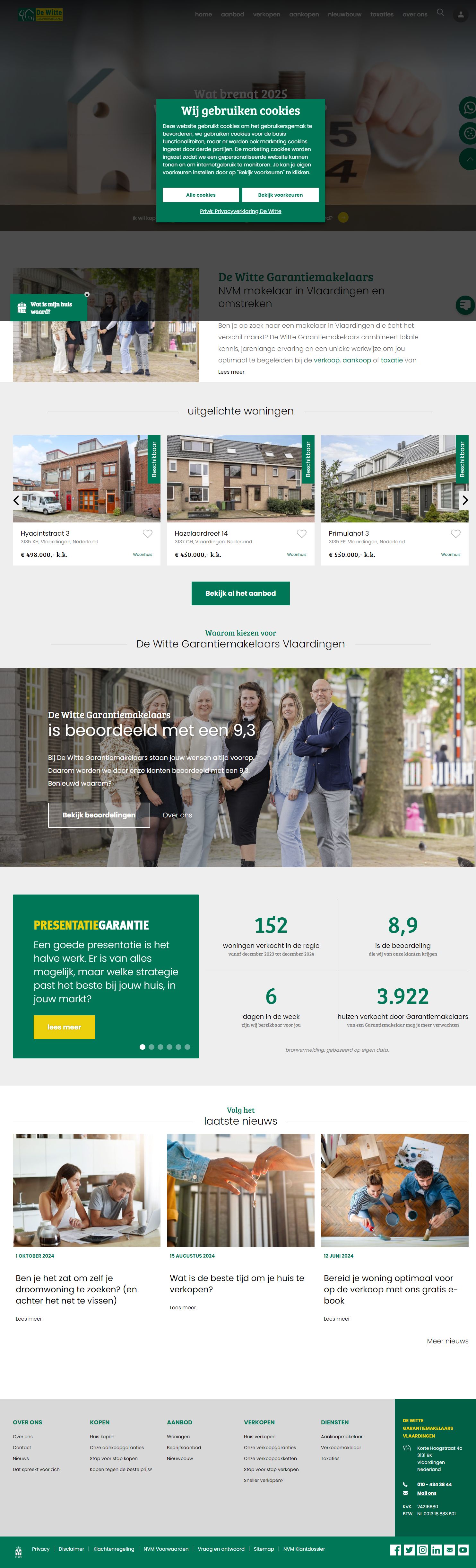 Screenshot van de website van www.dewittegarantiemakelaars.nl