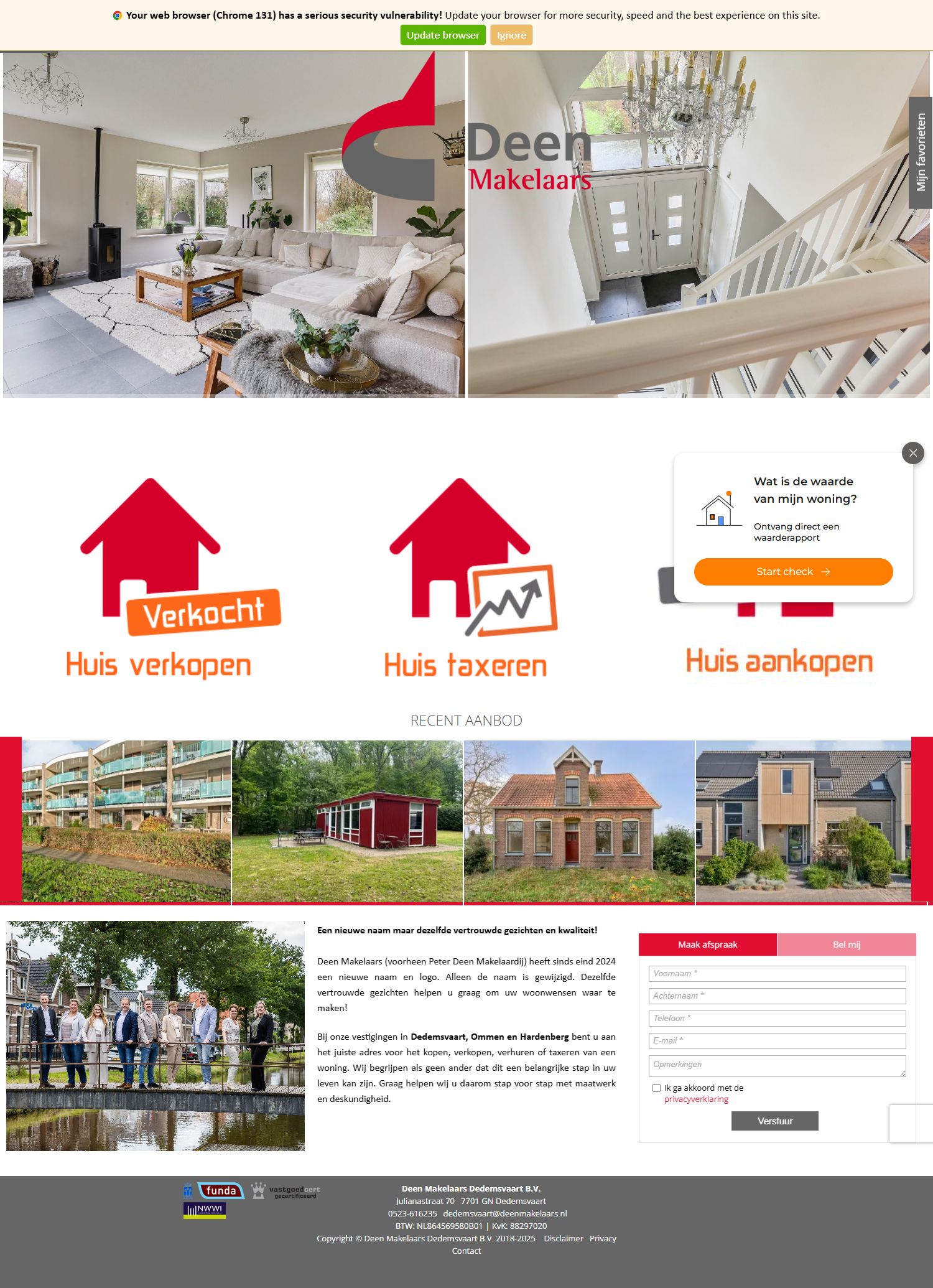 Screenshot van de website van www.deenmakelaars-dedemsvaart.nl