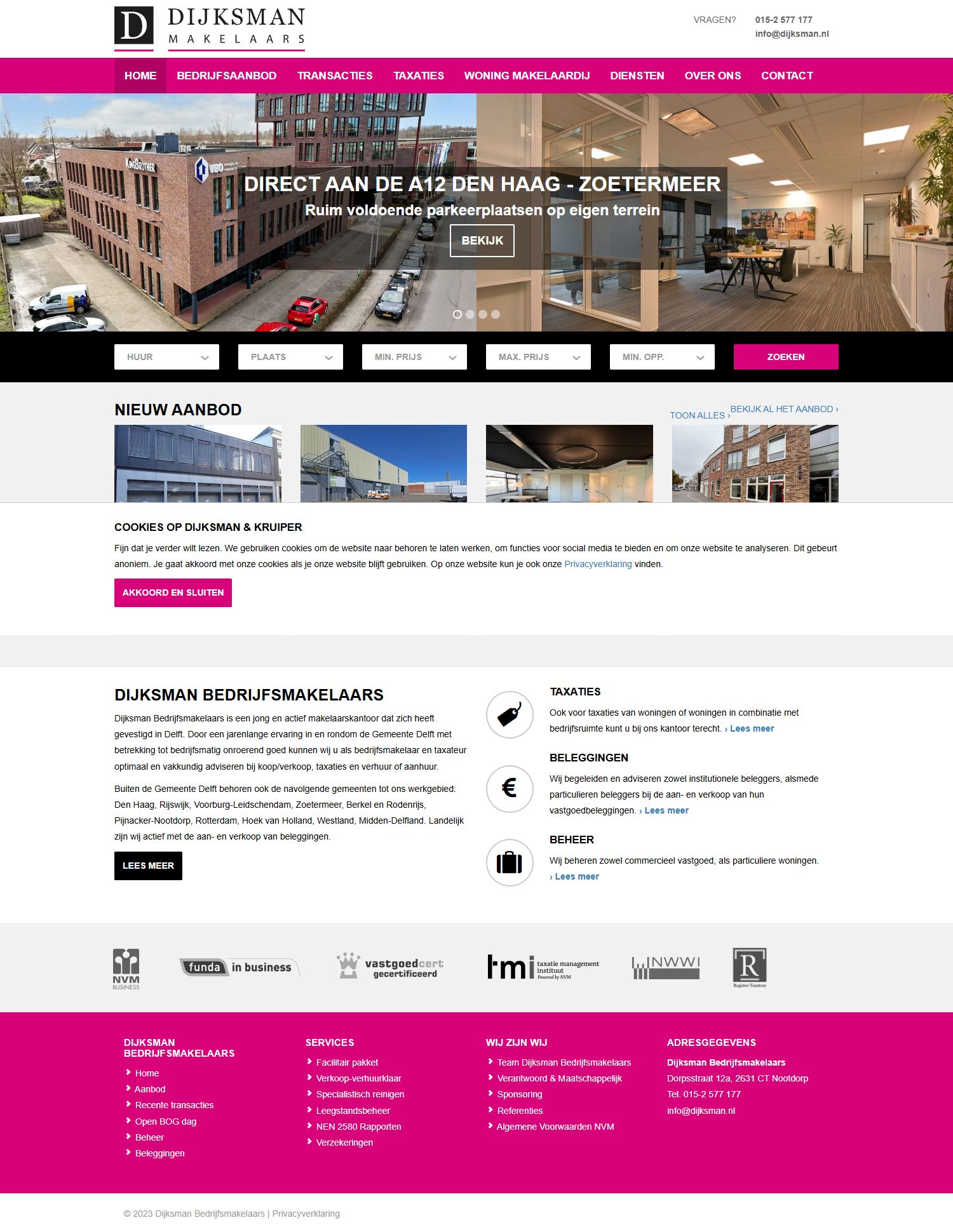 Screenshot van de website van www.dijksman.nl