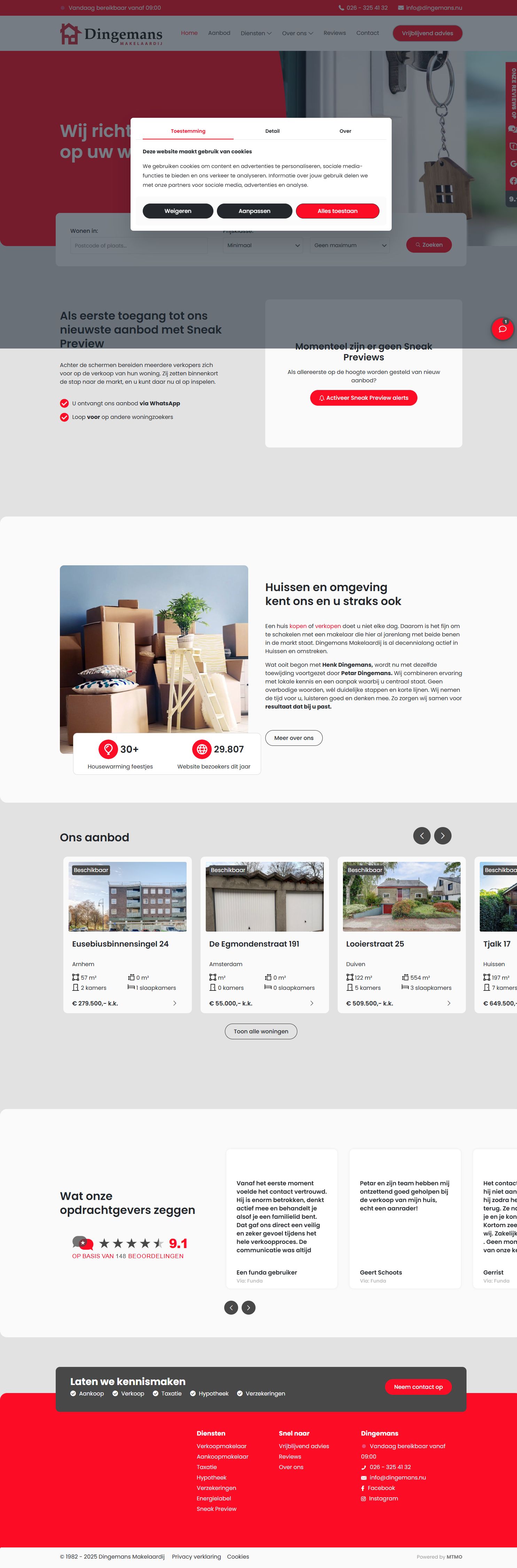 Screenshot van de website van www.dingemans.nu