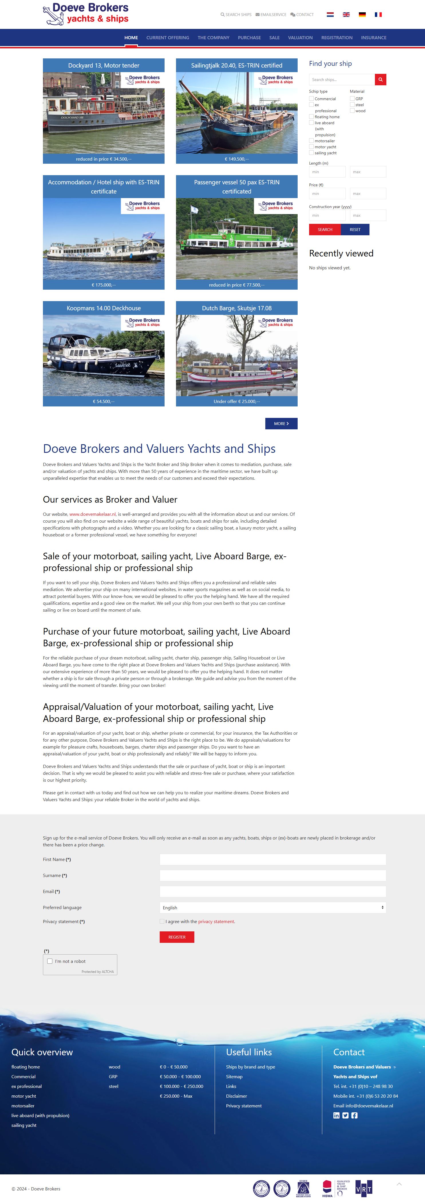 Kantoorfoto Doeve Makelaars en Taxateurs Jachten & Schepen VOF