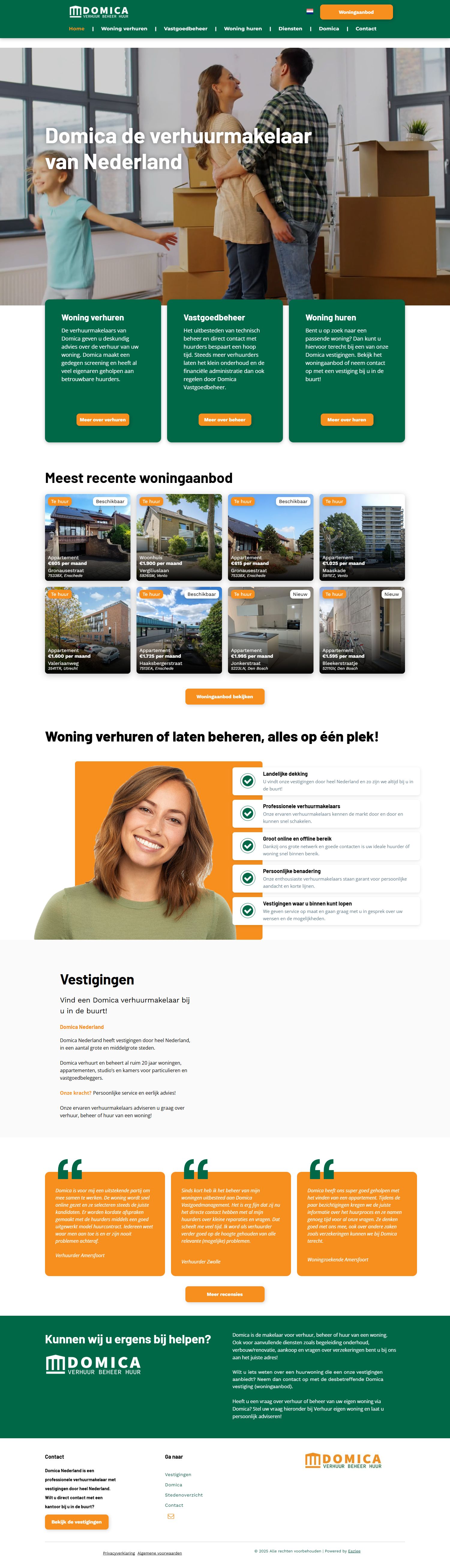 Screenshot van de website van www.domica.nl