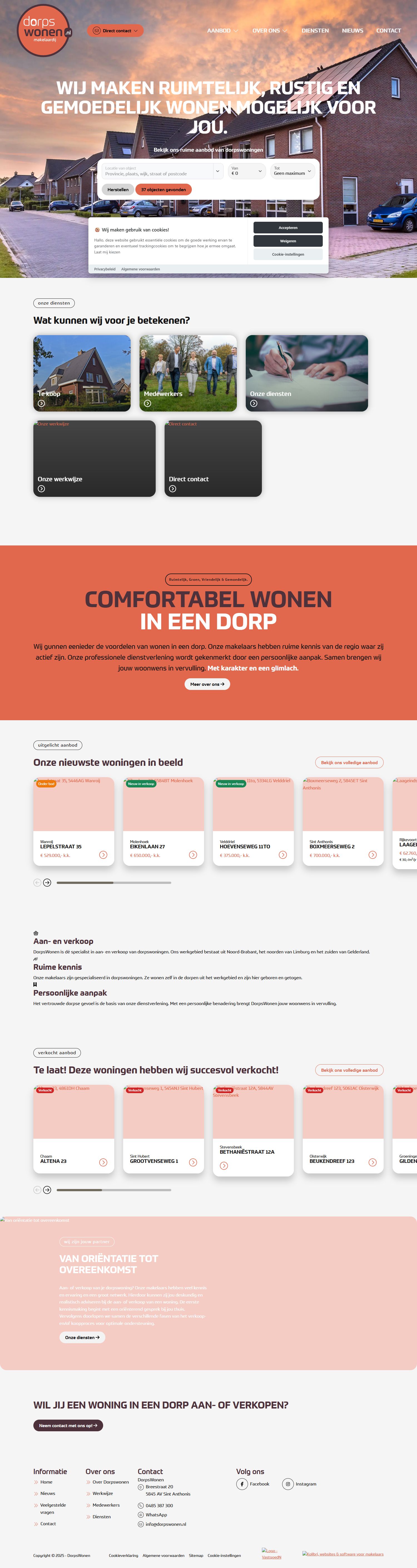 Screenshot van de website van www.dorpswonen.nl