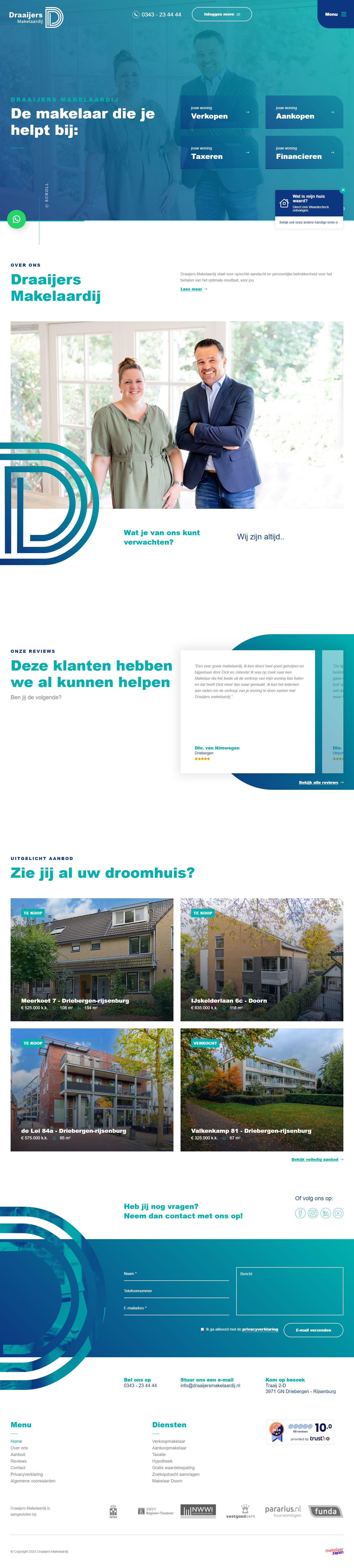 Screenshot van de website van www.draaijersmakelaardij.nl