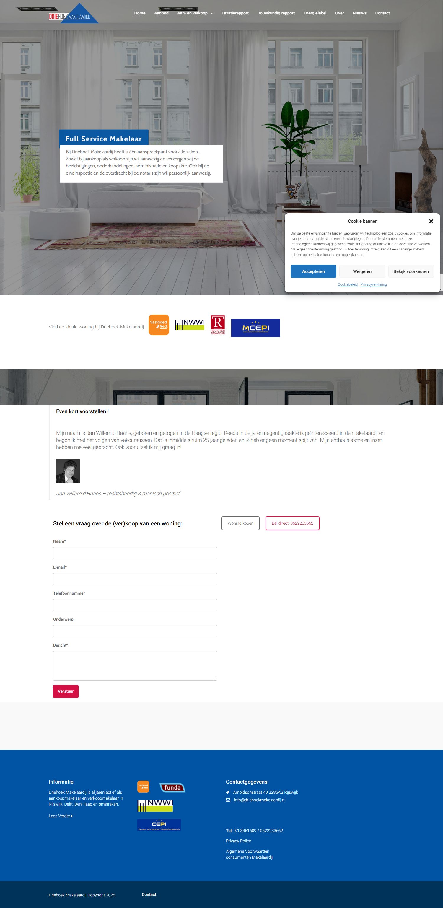 Screenshot van de website van www.driehoekmakelaardij.nl