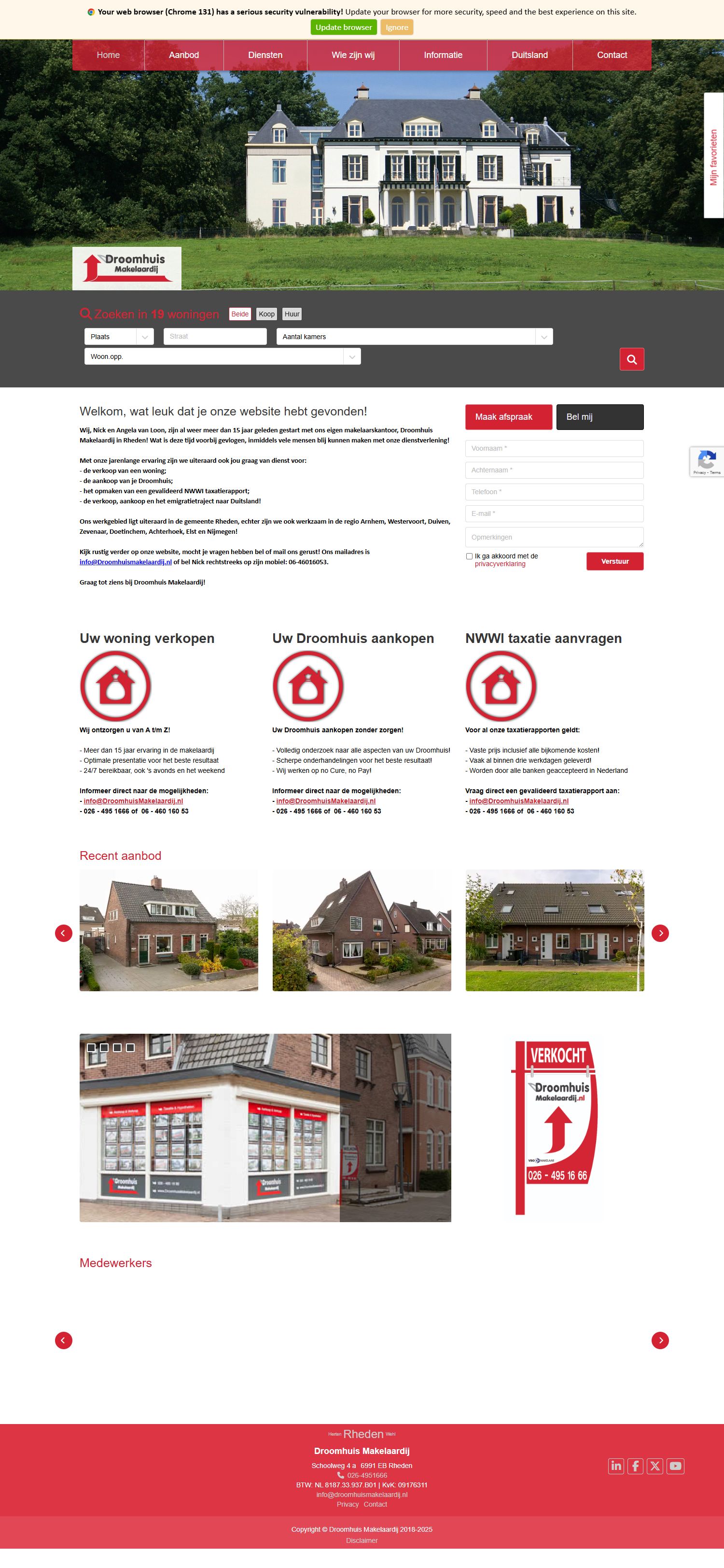 Screenshot van de website van www.droomhuismakelaardij.nl