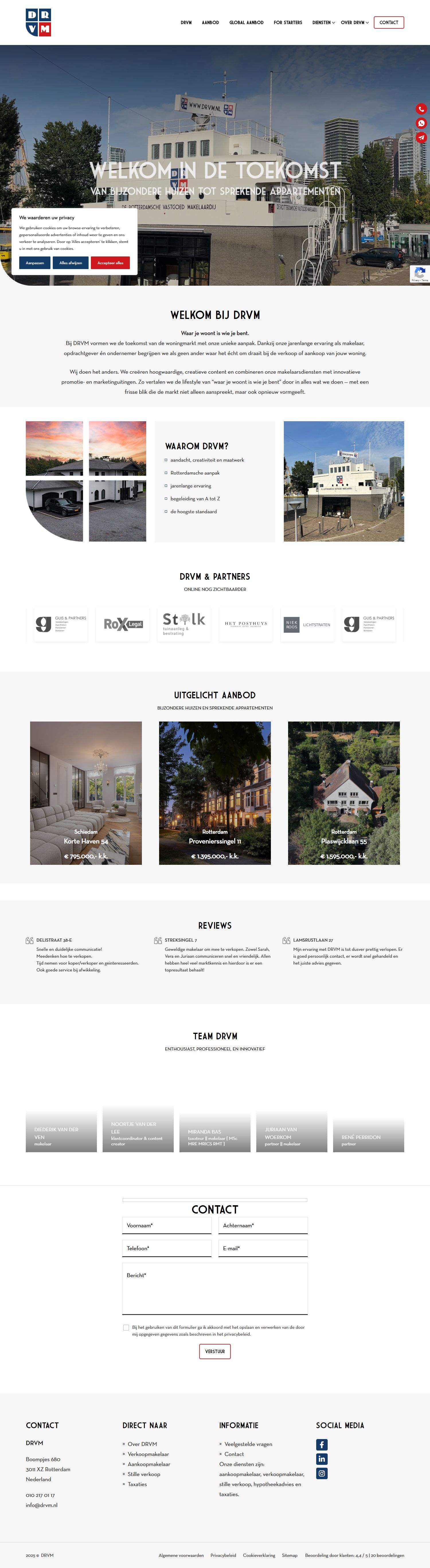 Screenshot van de website van www.drvm.nl