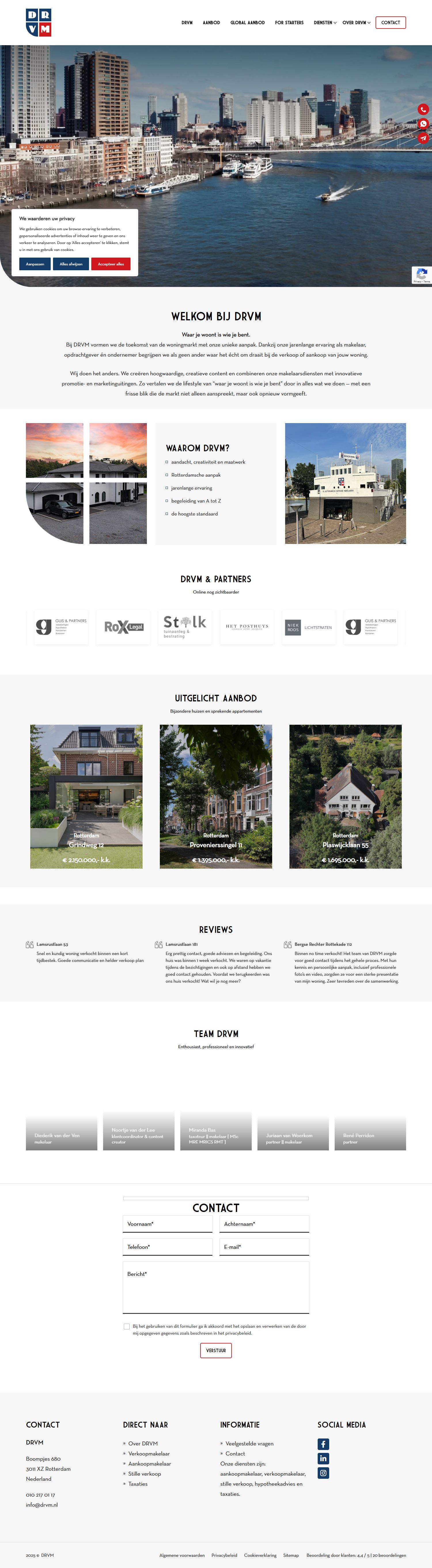 Screenshot van de website van www.drvm.nl