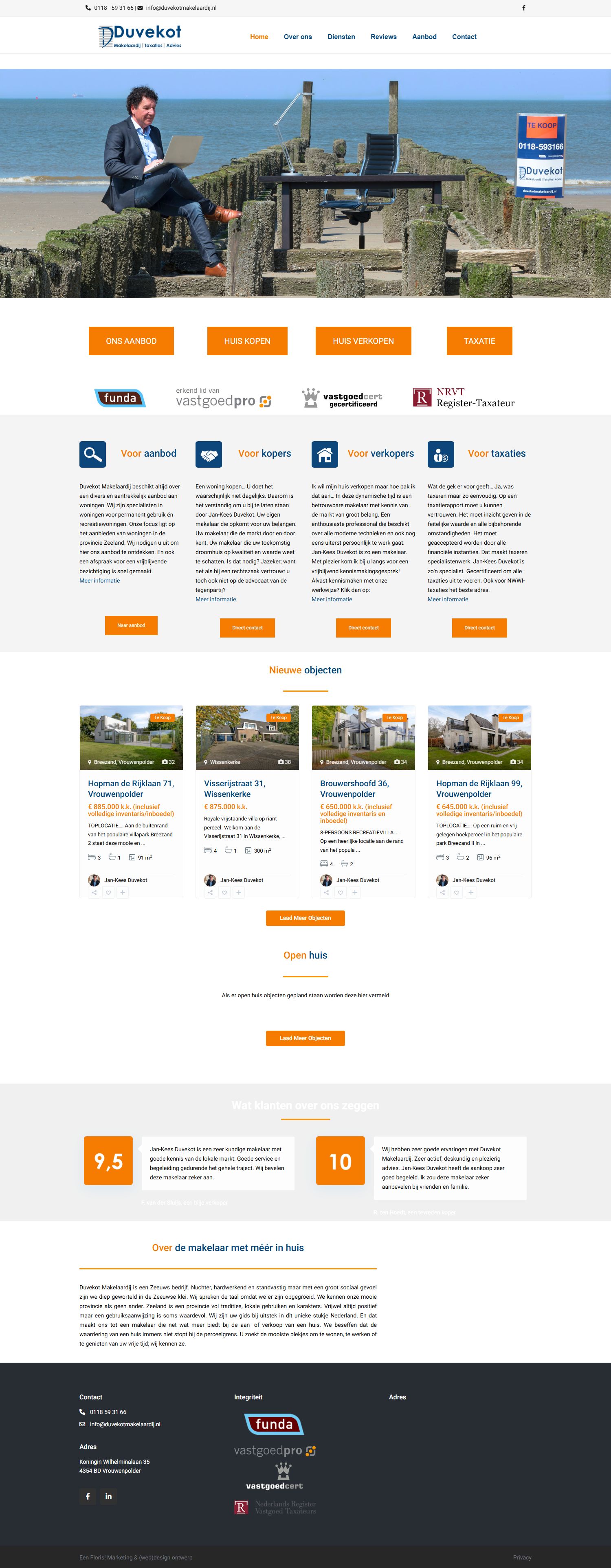 Screenshot van de website van www.duvekotmakelaardij.nl