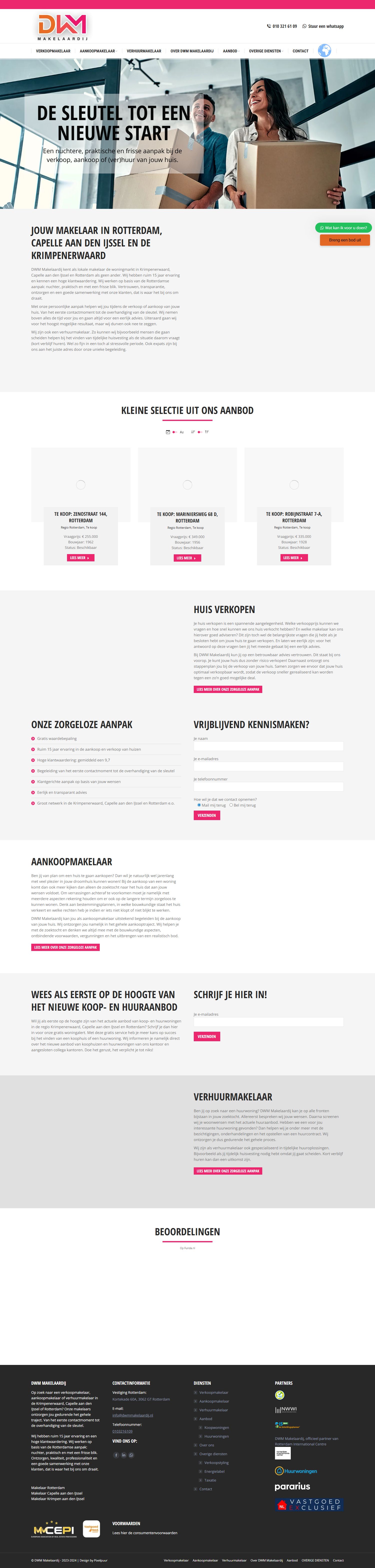 Screenshot van de website van www.dwmmakelaardij.nl