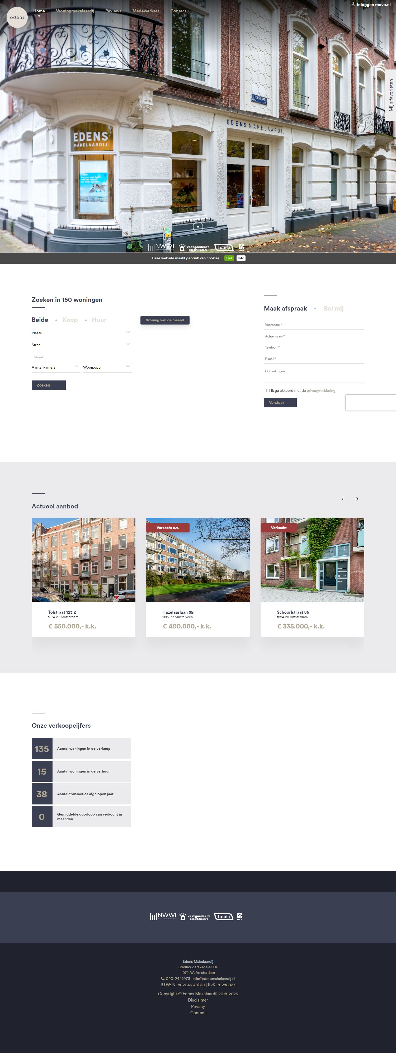 Screenshot van de website van www.edensmakelaardij.nl