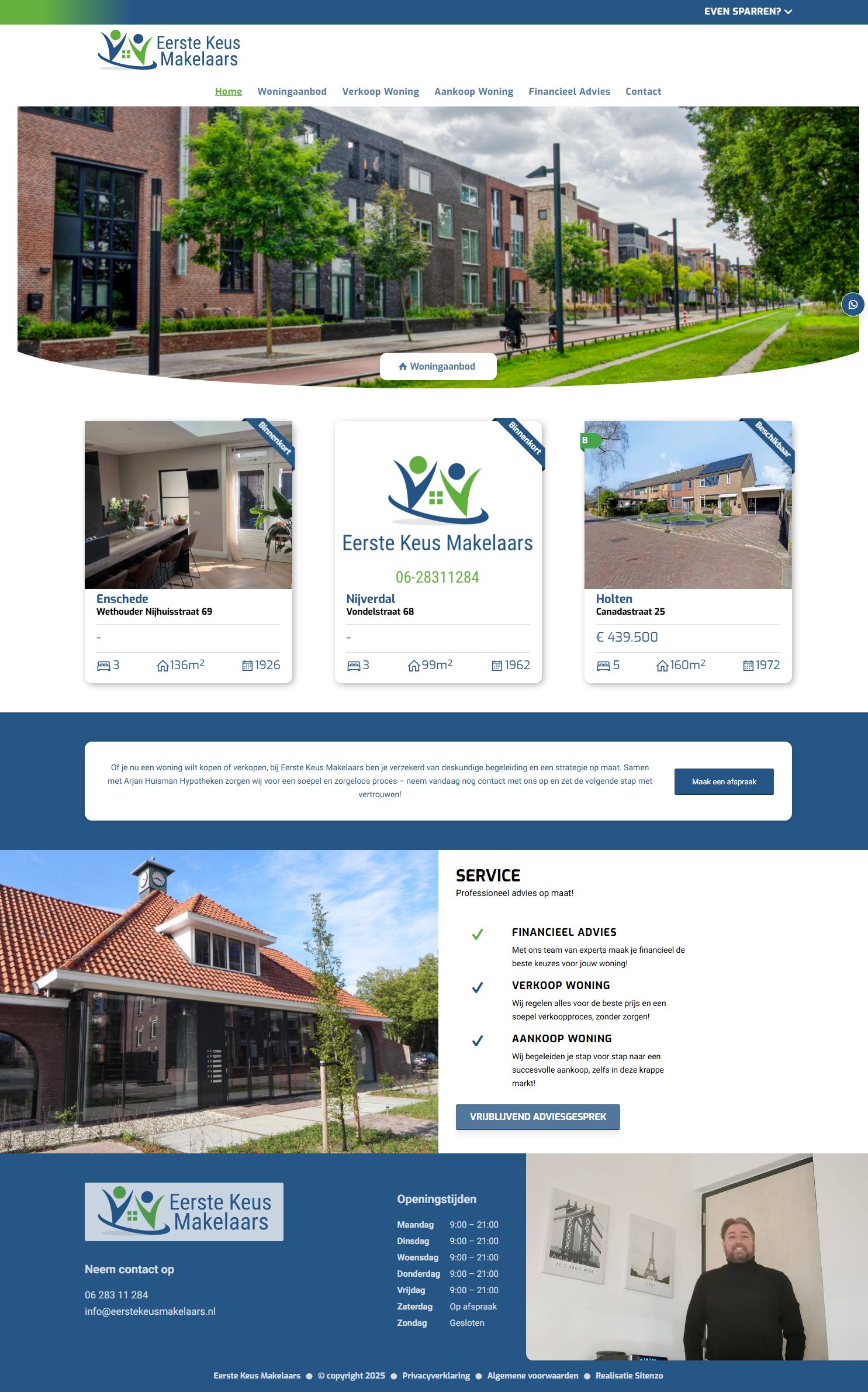 Screenshot van de website van eerstekeusmakelaars.nl
