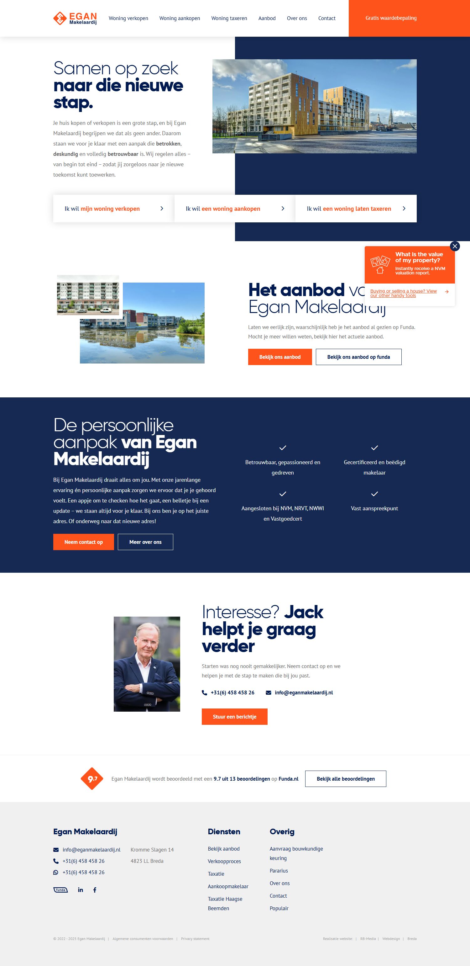 Screenshot van de website van www.eganmakelaardij.nl