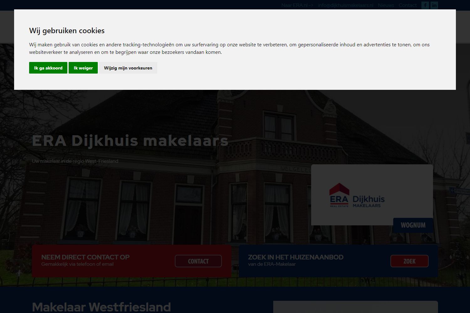 Screenshot van de website van www.dijkhuismakelaars.nl