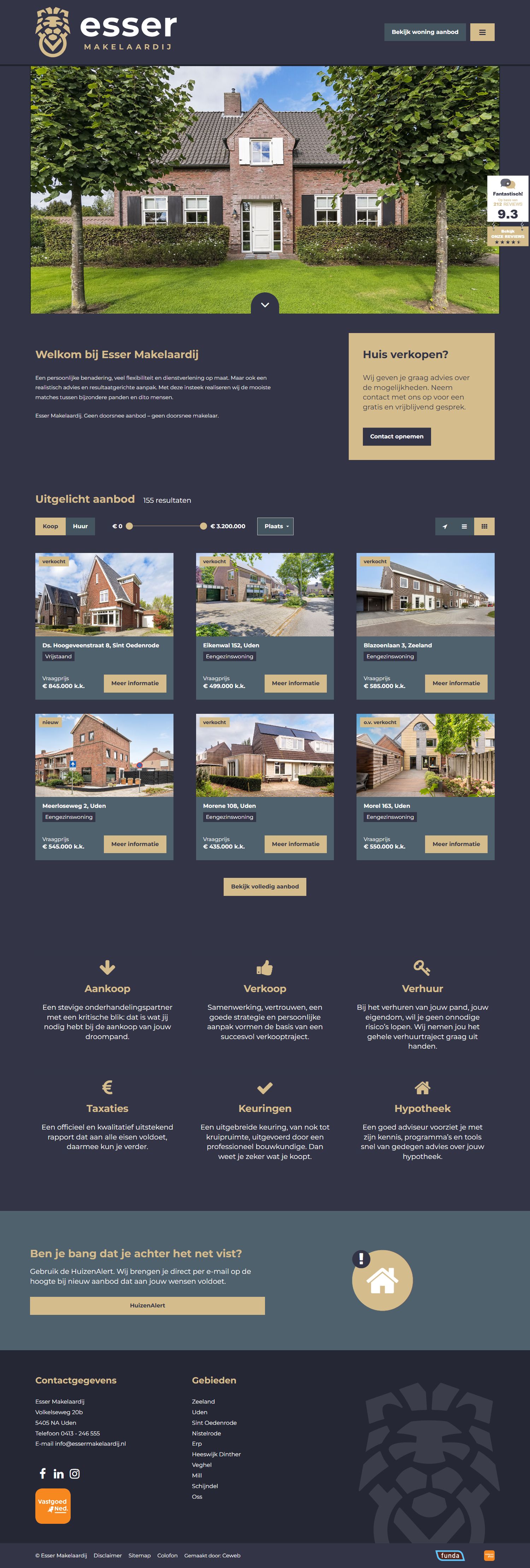 Screenshot van de website van www.essermakelaardij.nl