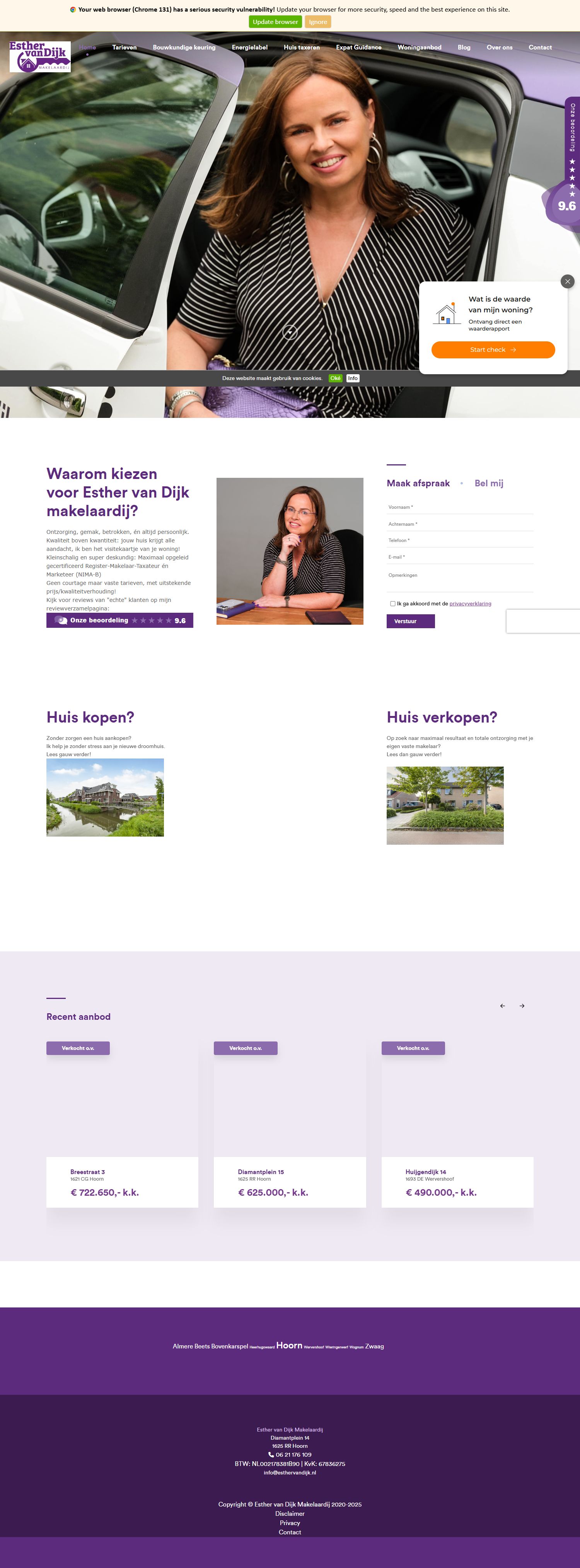 Screenshot van de website van www.esthervandijk.nl