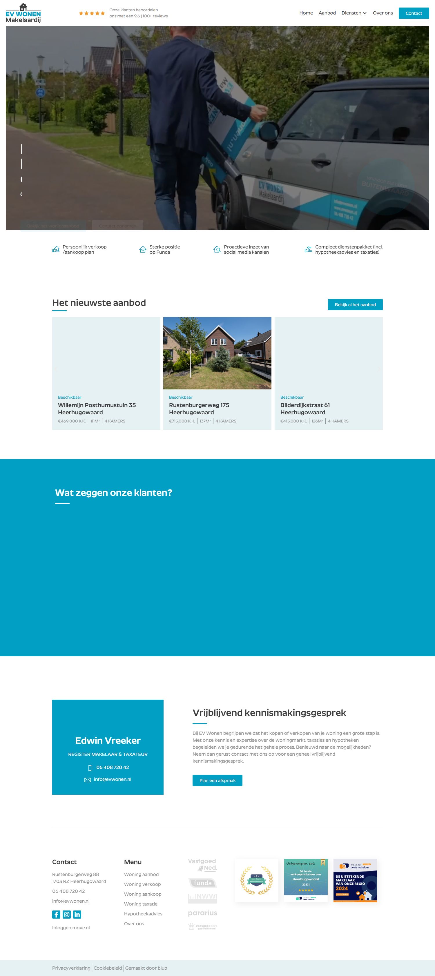 Screenshot van de website van www.evwonen.nl