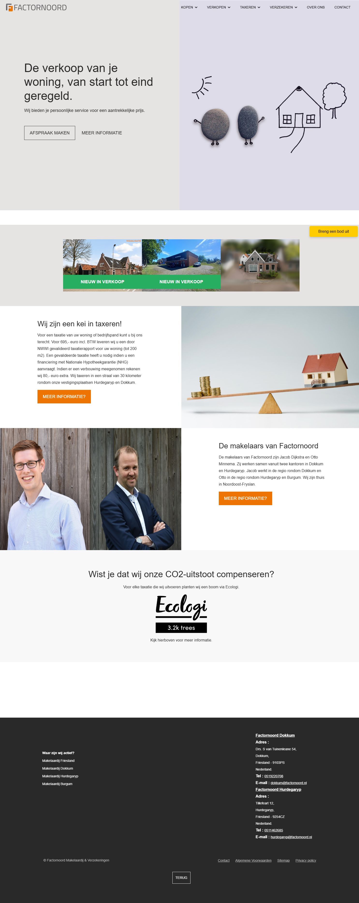 Screenshot van de website van www.factornoord.nl