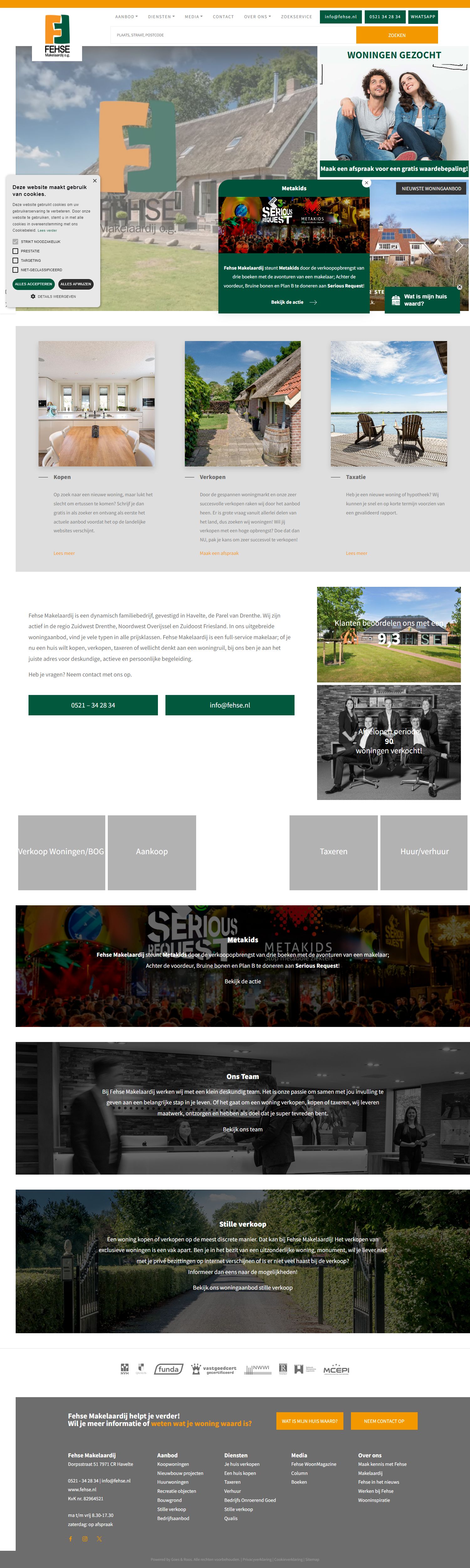 Screenshot van de website van www.fehse.nl