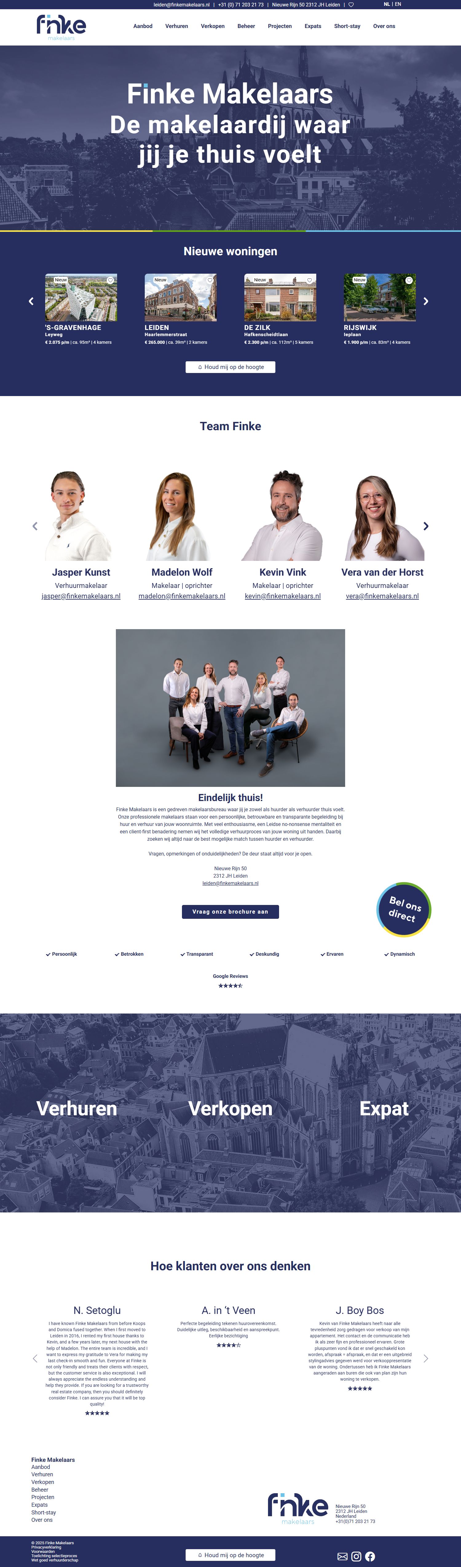 Screenshot van de website van www.finkemakelaars.nl
