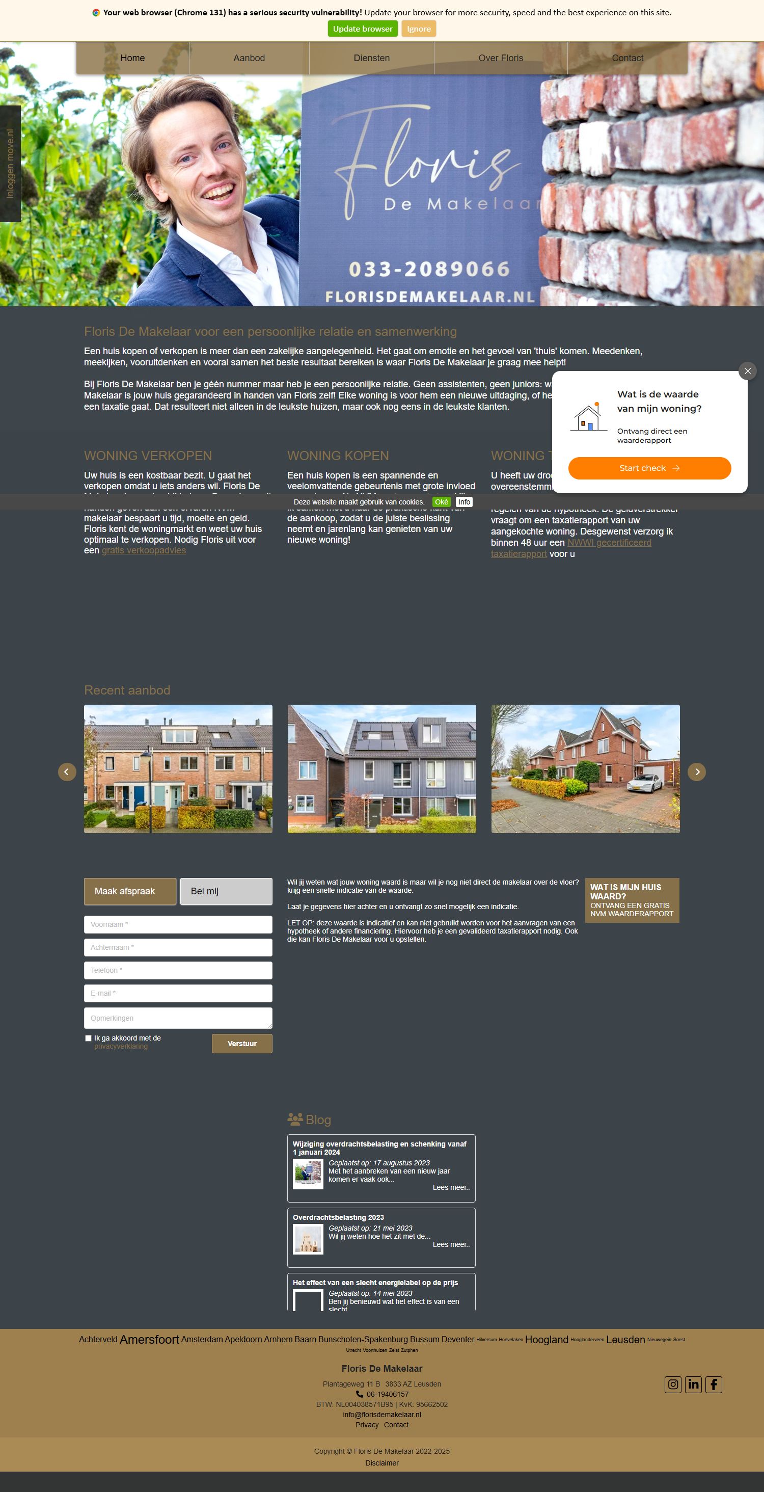 Screenshot van de website van www.florisdemakelaar.nl