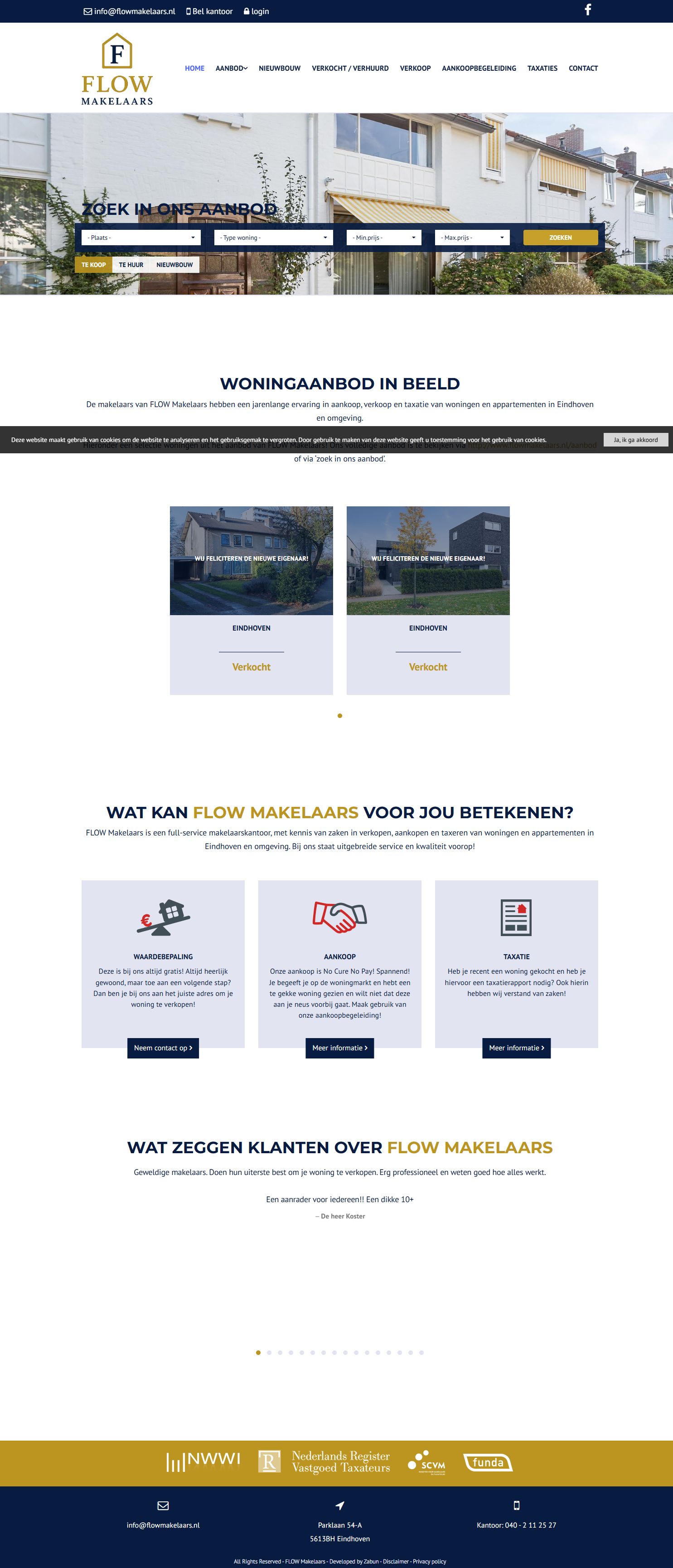 Screenshot van de website van www.flowmakelaars.nl