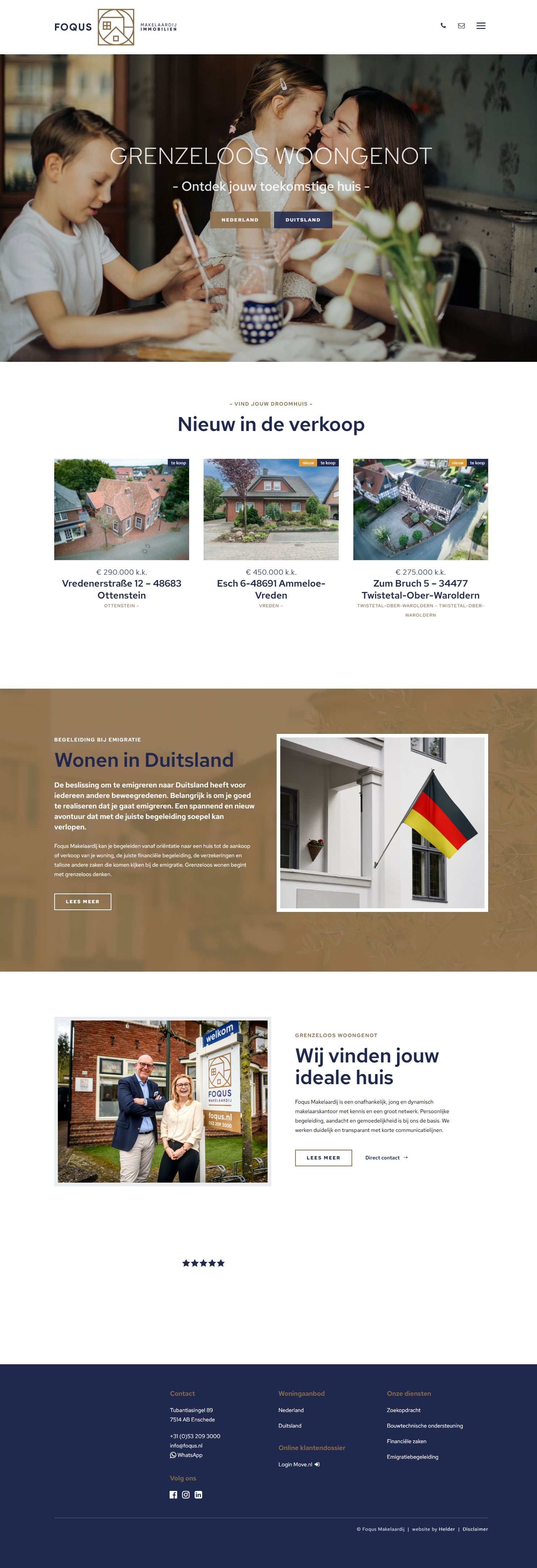 Screenshot van de website van www.foqus.nl