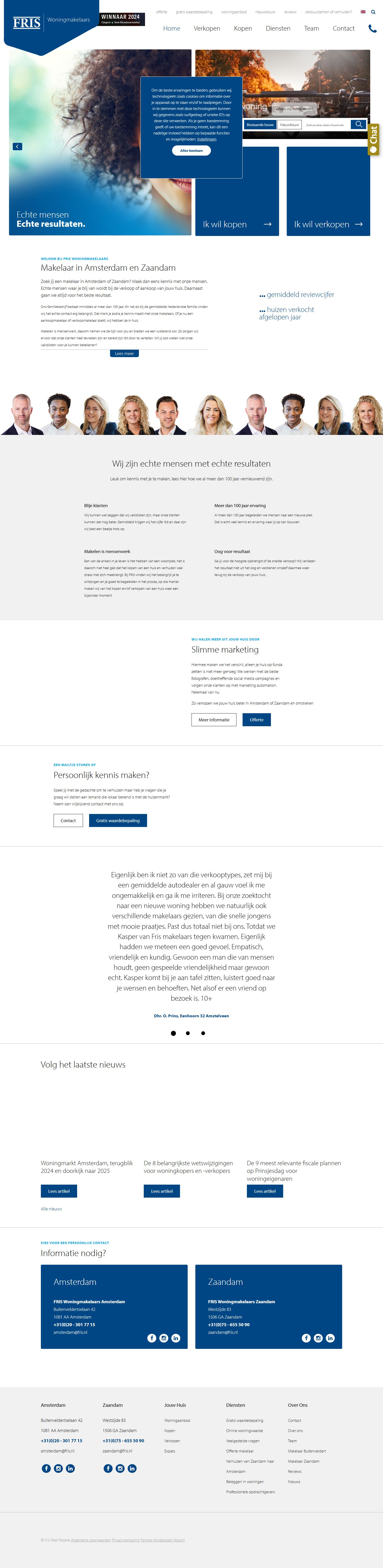 Screenshot van de website van www.friswonen.nl