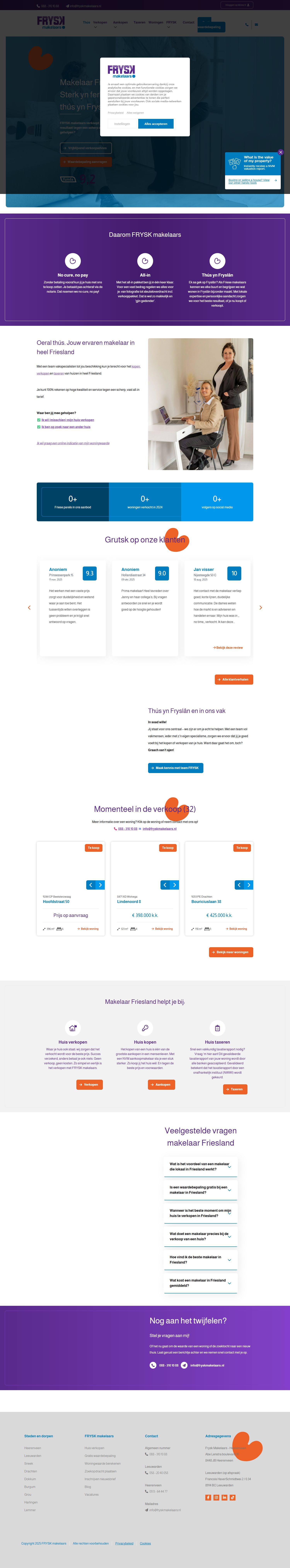 Screenshot van de website van www.fryskmakelaars.nl