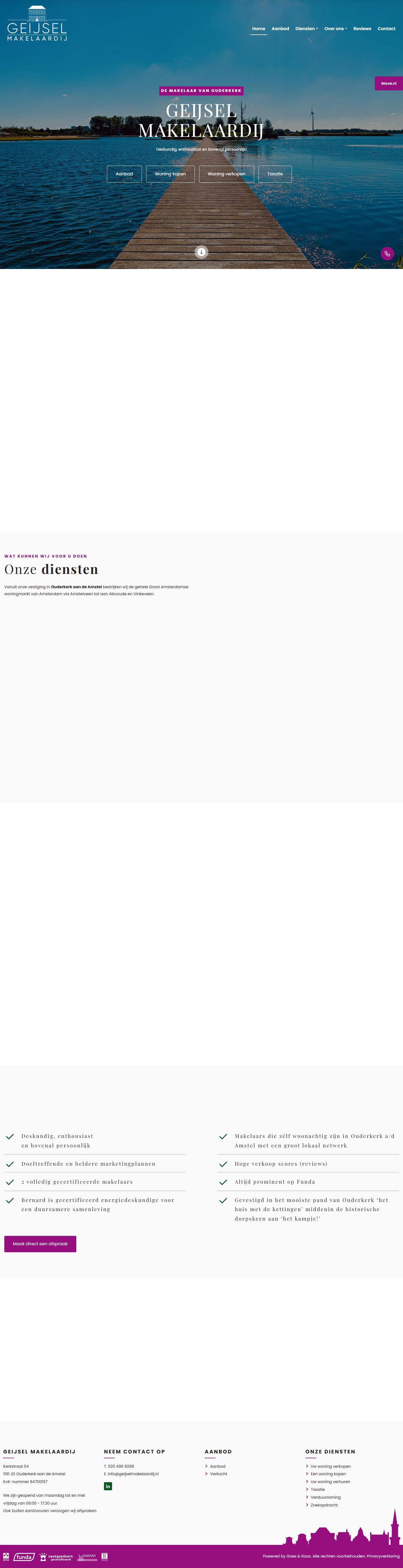 Screenshot van de website van www.geijselmakelaardij.nl