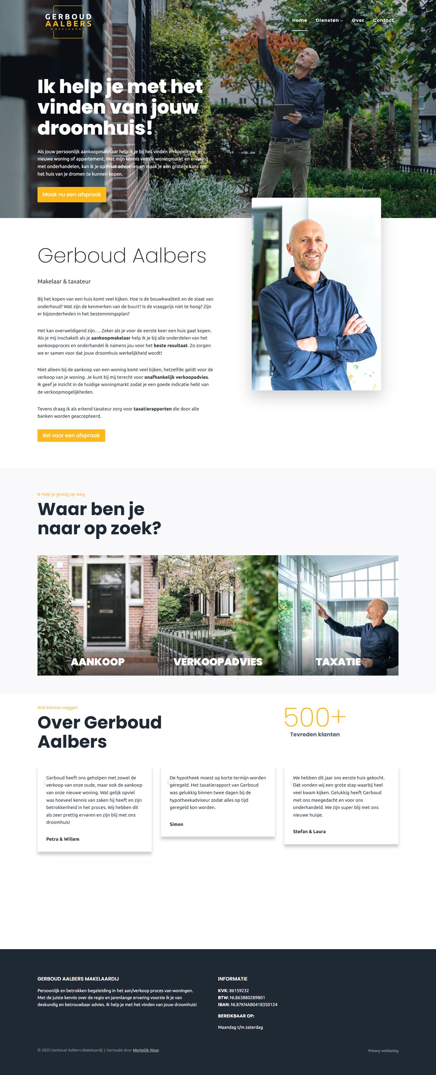 Screenshot van de website van www.gerboudaalbersmakelaardij.nl