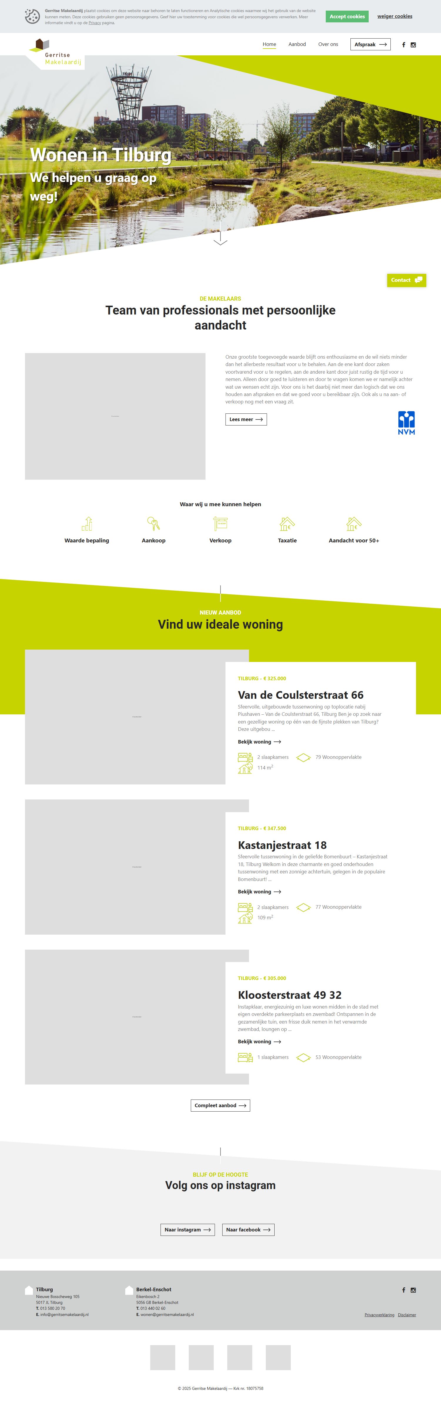 Screenshot van de website van www.gerritsemakelaardij.nl