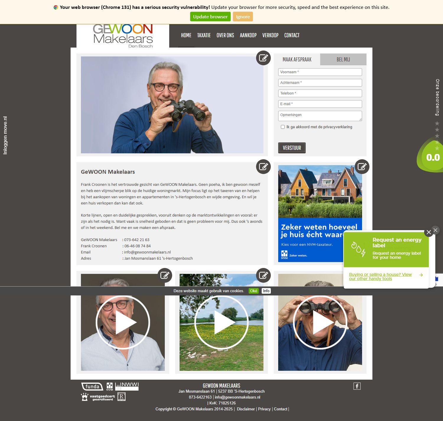 Screenshot van de website van www.gewoonmakelaars.nl