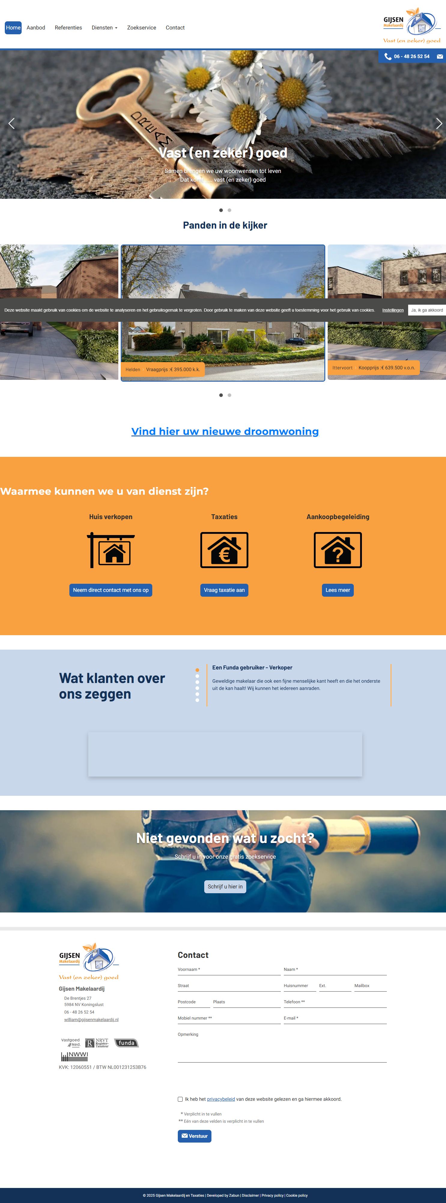 Screenshot van de website van www.gijsenmakelaardij.nl