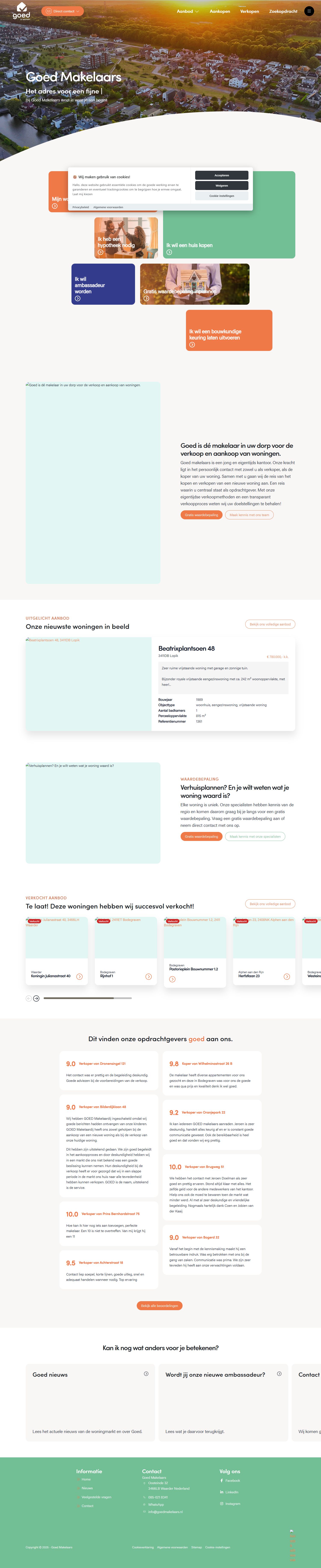 Screenshot van de website van www.goedmakelaars.nl
