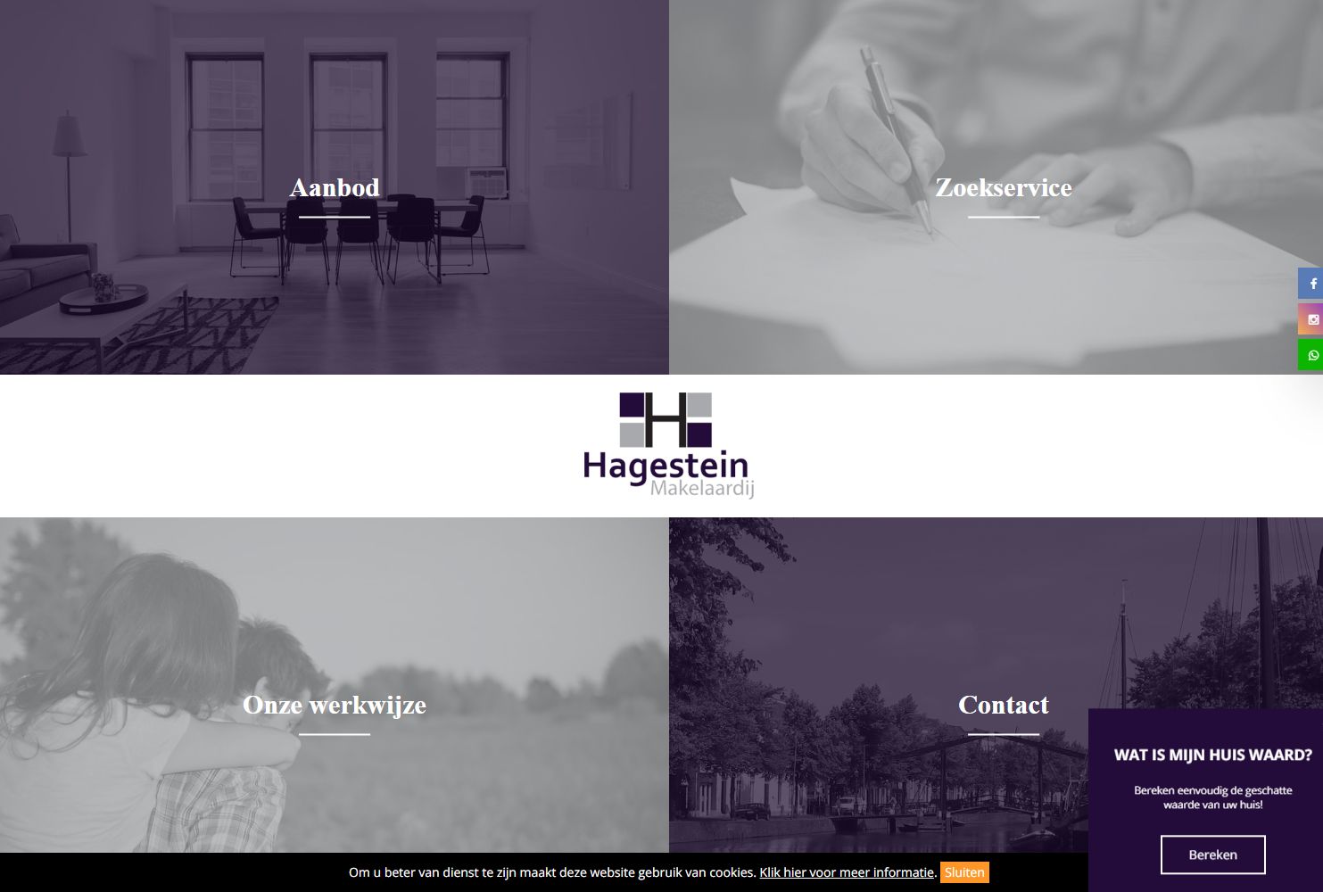 Screenshot van de website van www.hagesteinmakelaardij.nl