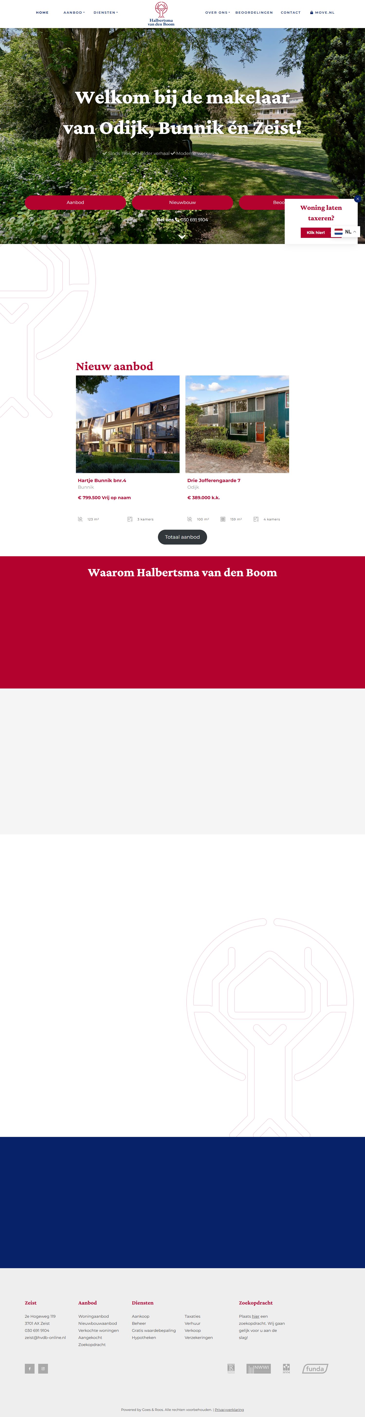 Screenshot van de website van www.hvdb-online.nl