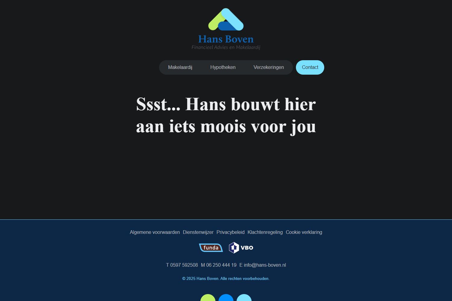 Screenshot van de website van hans-boven.nl