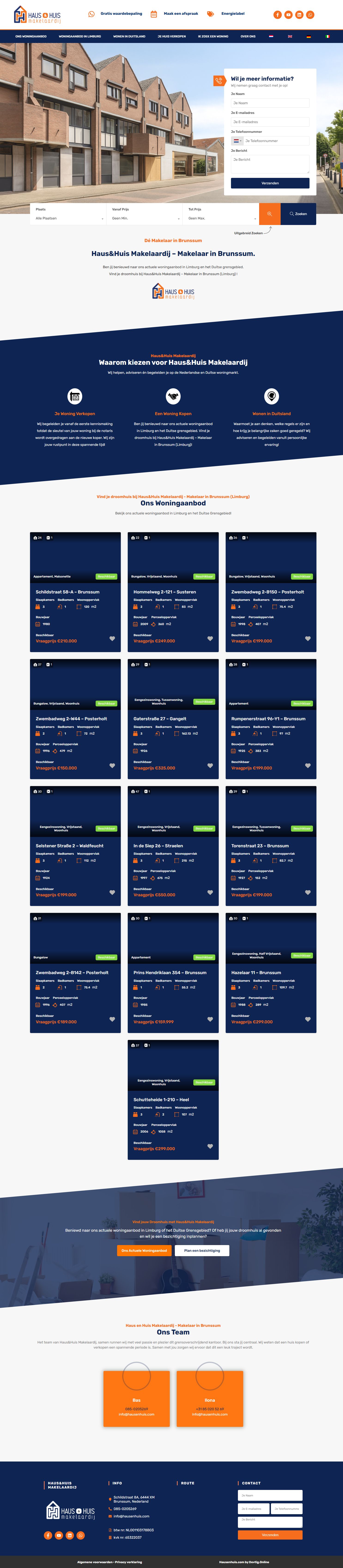 Screenshot van de website van www.hausenhuis.com