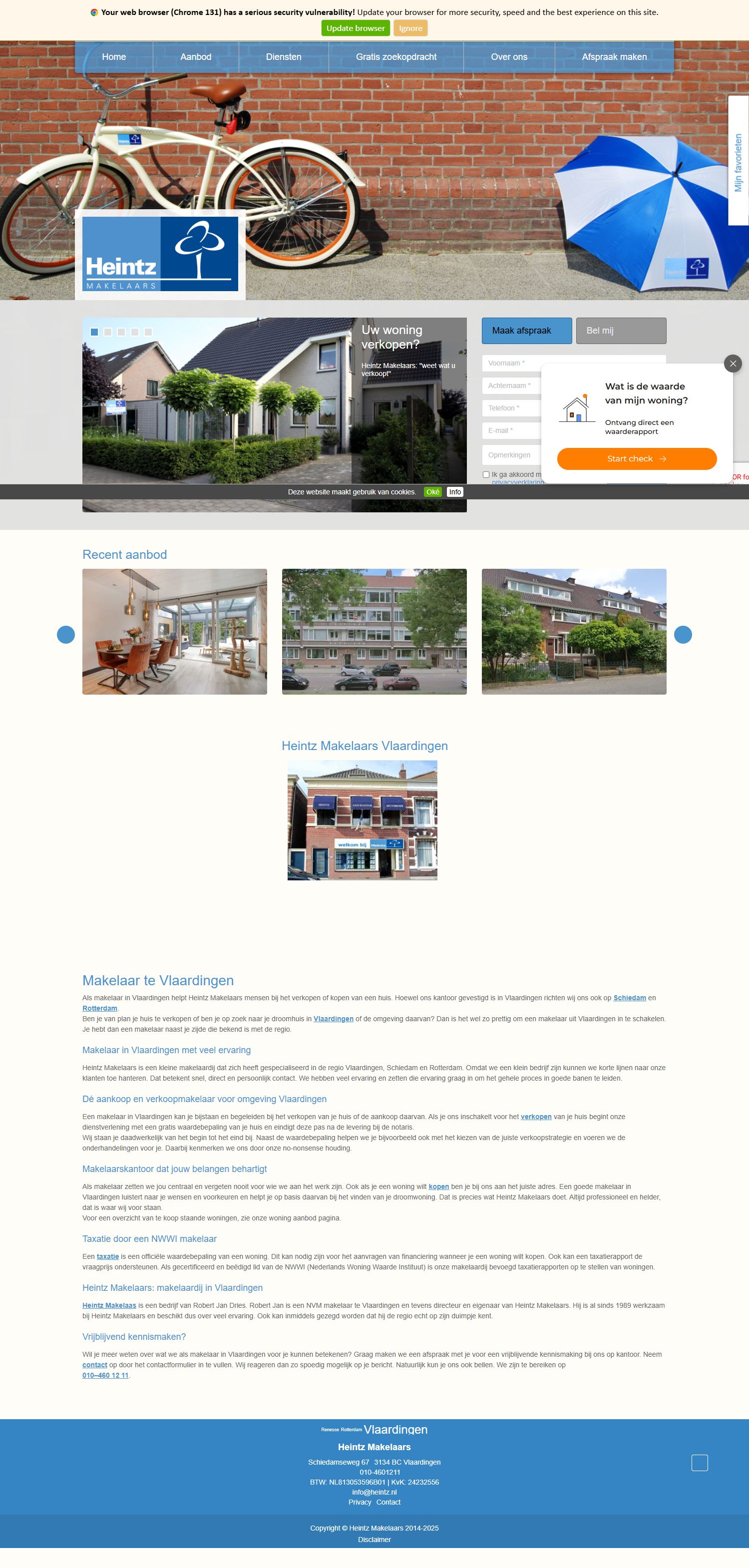Screenshot van de website van www.heintz.nl