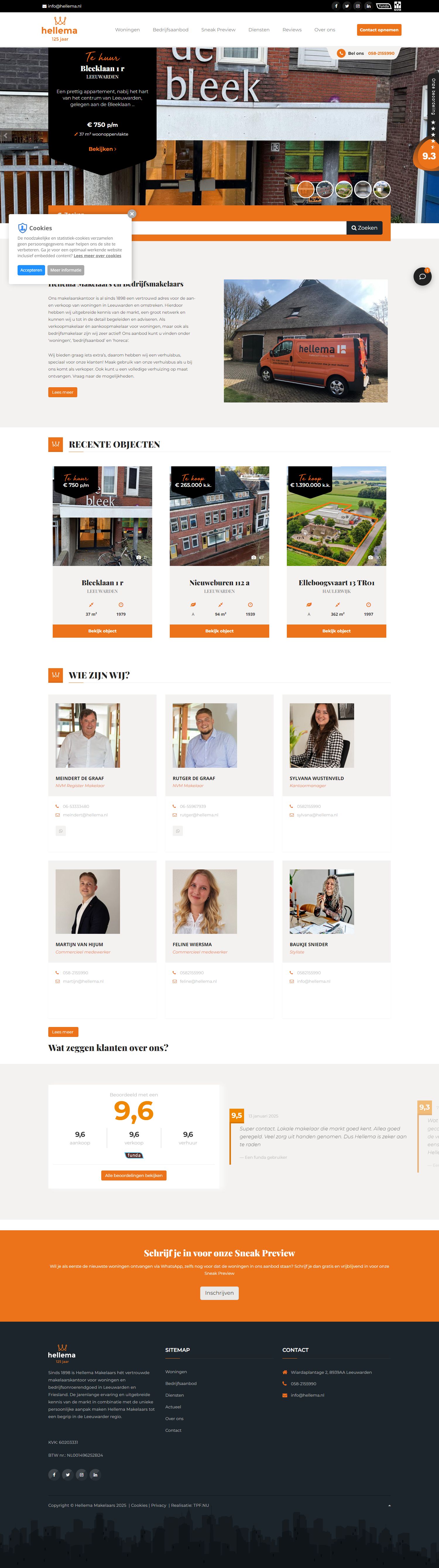 Screenshot van de website van www.hellema.nl