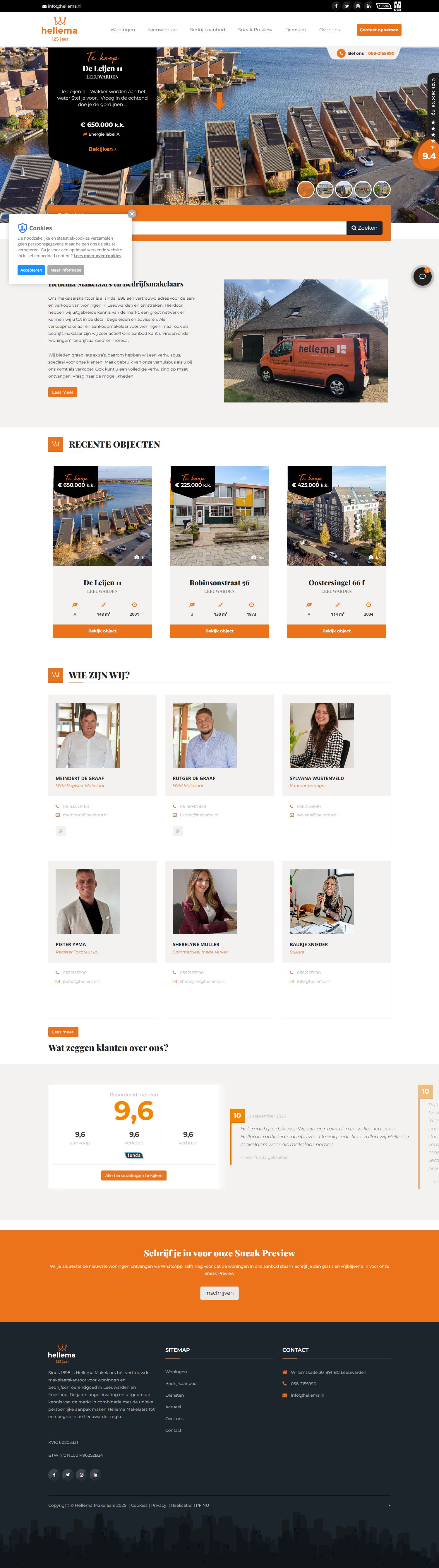 Screenshot van de website van www.hellema.nl