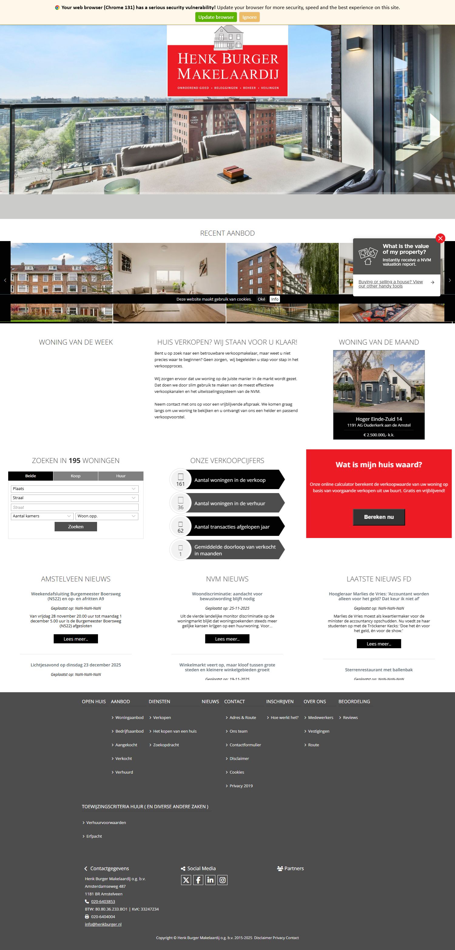 Screenshot van de website van www.henkburger.nl