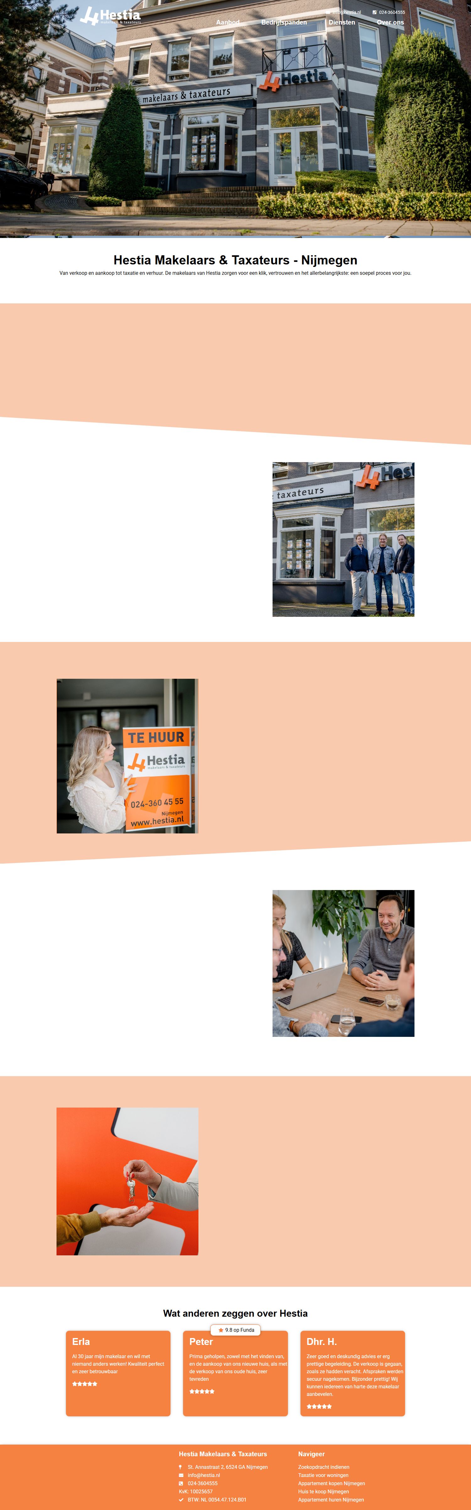 Screenshot van de website van www.hestia.nl