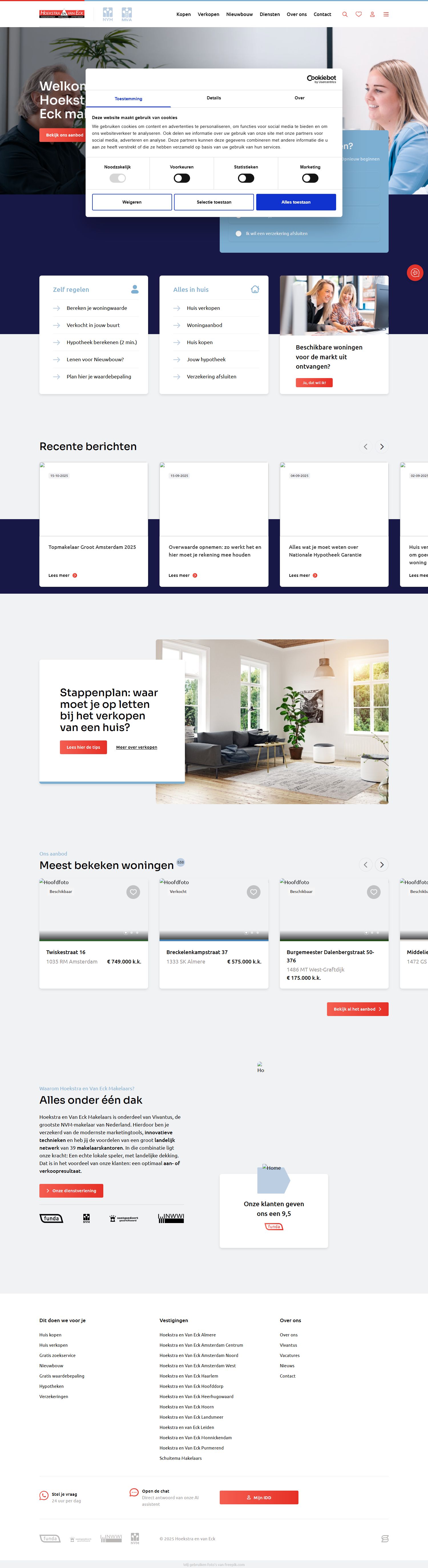 Screenshot van de website van www.hoekstraenvaneck.nl