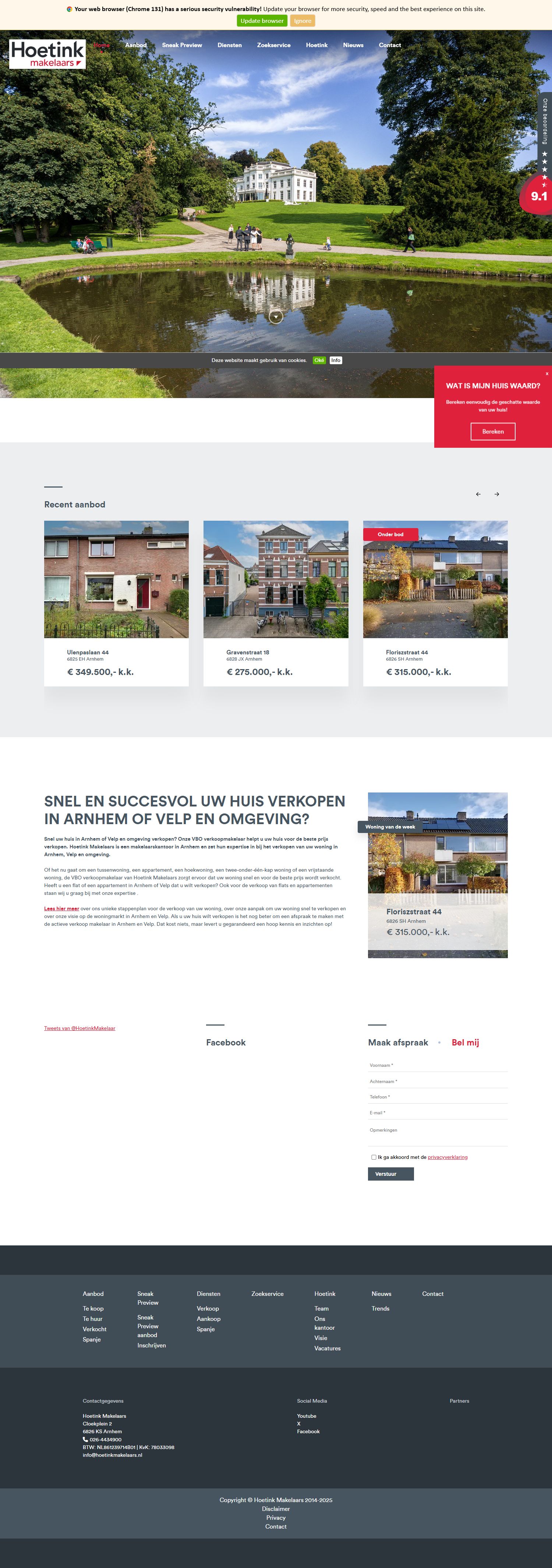 Screenshot van de website van www.hoetinkmakelaars.nl