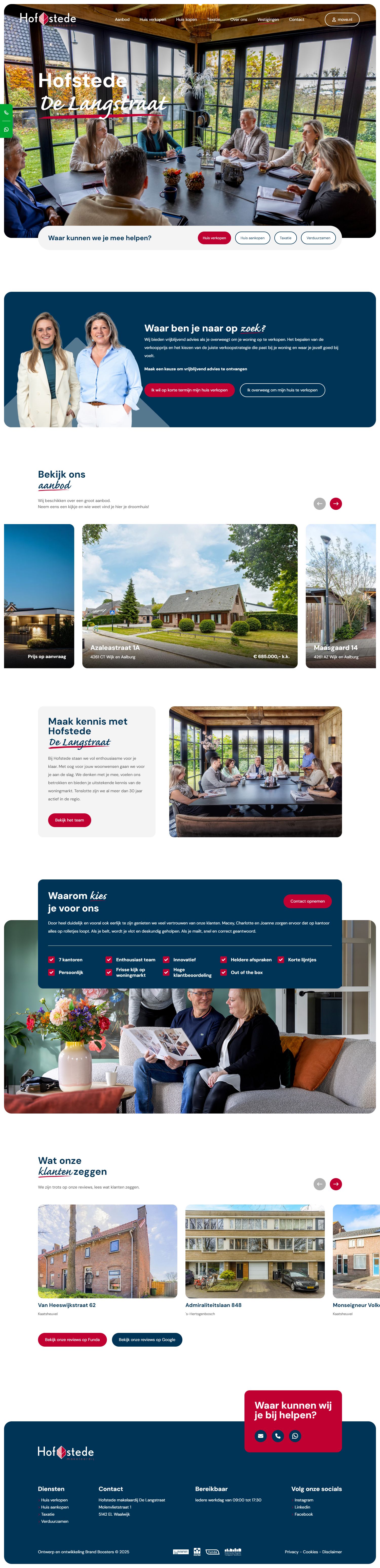 Screenshot van de website van www.hofstededelangstraat.nl