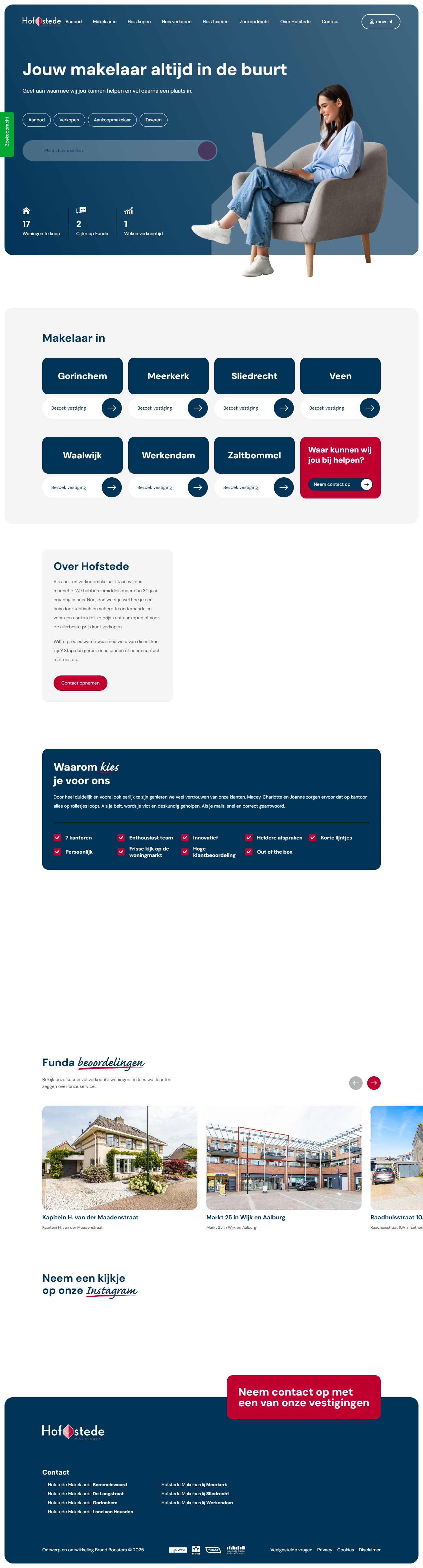 Screenshot van de website van www.hofstedemakelaardij.nl