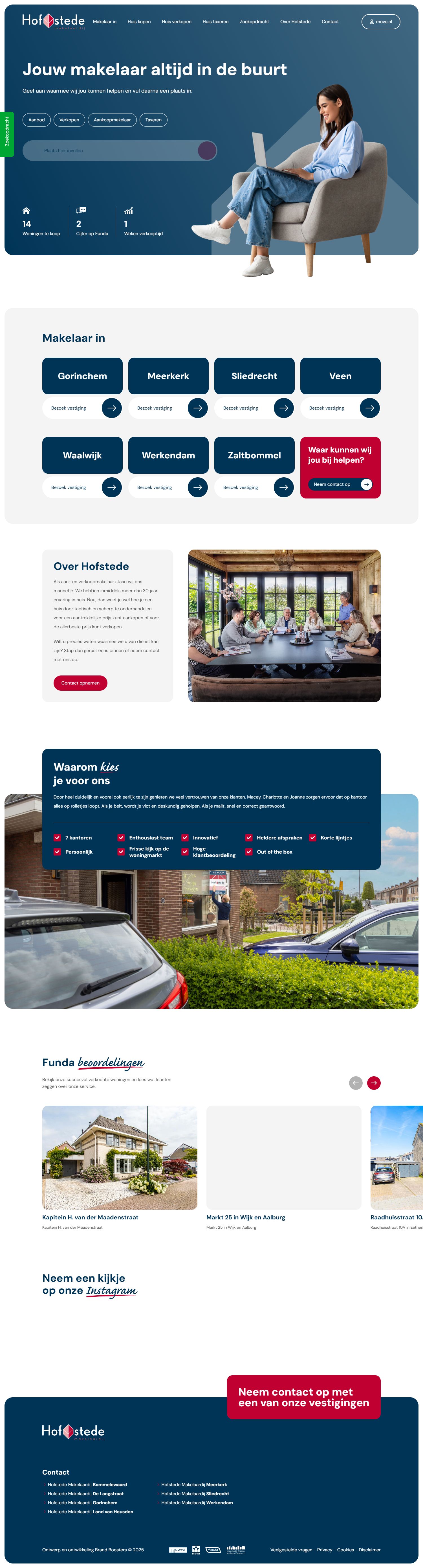 Screenshot van de website van www.hofstedemakelaardij.nl
