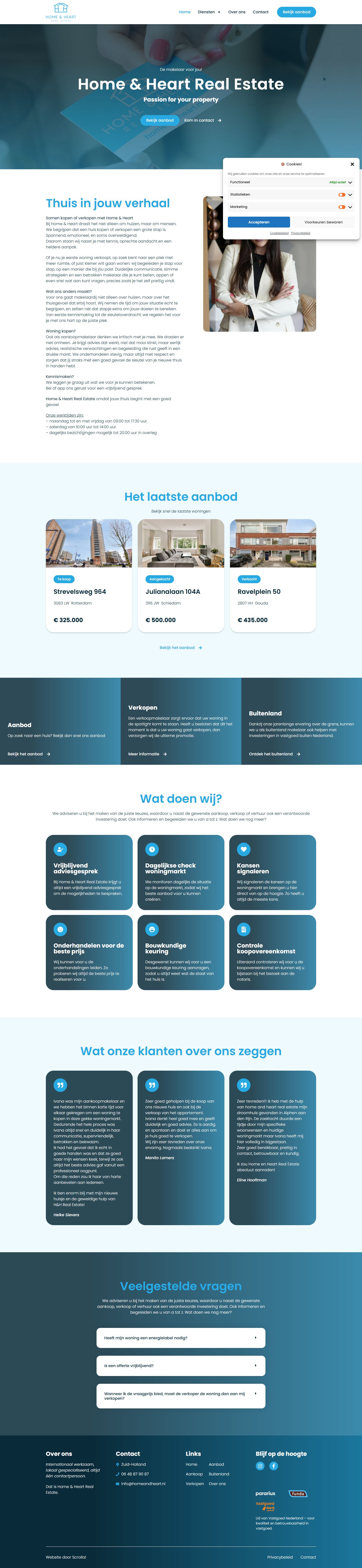 Screenshot van de website van www.homeandheart.nl